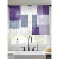 thumbnail image 3 of Abstract Purple Sheer Curtains 45 inches Long 2 Panels Set Gray Mottled Graffiti Color Block Modern Art Tiers Sheers Rod Pocket Small Window Short Curtains for Kitchen Cafe, Each 52" W x 45" L, 3 of 7