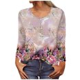thumbnail image 1 of HKEJIAOI Hauts à Manches Longues en Polyester pour Femmes Imprimé Floral Hauts d'Été à Manches Longues 2023 Col Rond, 1 of 4