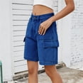 thumbnail image 4 of Las mujeres Y2K cintura alta 6 bolsillos pantalones cortos verano Jorts Casual lavado herramientas pantalones vaqueros pantalones cortos, 4 of 7