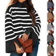 thumbnail image 2 of Fashion Tops Striped High Collar Sweaters Loose Design Knitted Pullover Jumper, 2 of 2
