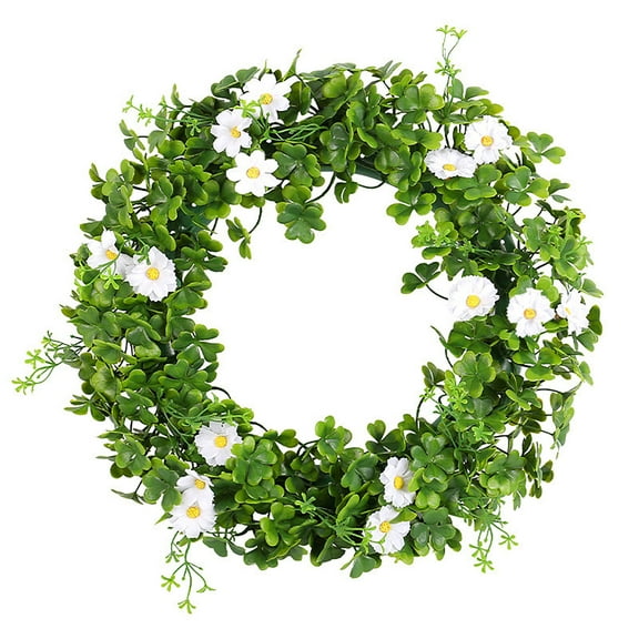 EUDIDV Irish Day Four Leaf Clovers Simulation Wreath St. Patrick's Day Decorative Wreath Door Hanging St Patrick's Charm Products