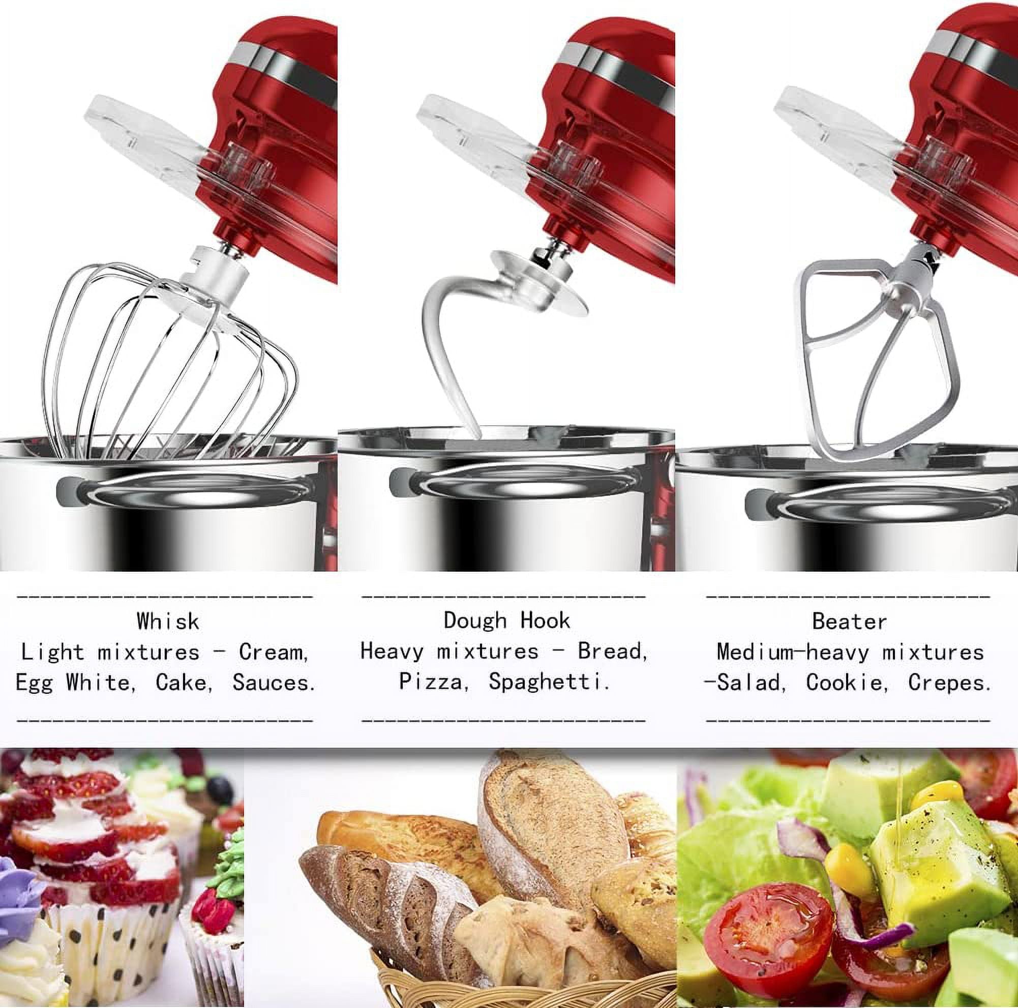 uhomepro 7.5 QT Stand Mixer for Kitchen, 6+0+P-Speed Tilt-Head 660W Dough  Mixer, Home Commercial Mixing Electric Kitchen Cake Mixer W/ Dough Hook,  Beater, Egg Whisk, Spatula, Dishwasher Safe, Silver 