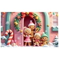 thumbnail image 4 of Pink Theme Christmas Banner Gingerbread Man Design Holiday Banner Christmas Wreath Decoration Bell Ornament Christmas Decoration Banner for Christmas Party Family Gathering Holiday Decoration, 4 of 9