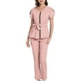 thumbnail image 2 of Nursing Scrubs Sets Accessories Nurse Tops Pants Set for Female Workers SPA XS Size Light Pink, 2 of 8