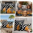 thumbnail image 5 of Orange Pumpkin Outdoor Waterproof Pillow Covers, Fall Thanksgiving Black White Polka Dot Decorative Square Throw Pillowcase Sofa Cushion Sham for Patio/Couch/Chair, 16"x16" 2 Pack, 5 of 8