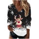 thumbnail image 1 of Blusa navideña de manga larga con cuello en V y estampado de copos de nieve informal a la moda para mujer Fridja FKASFK4265, 1 of 5