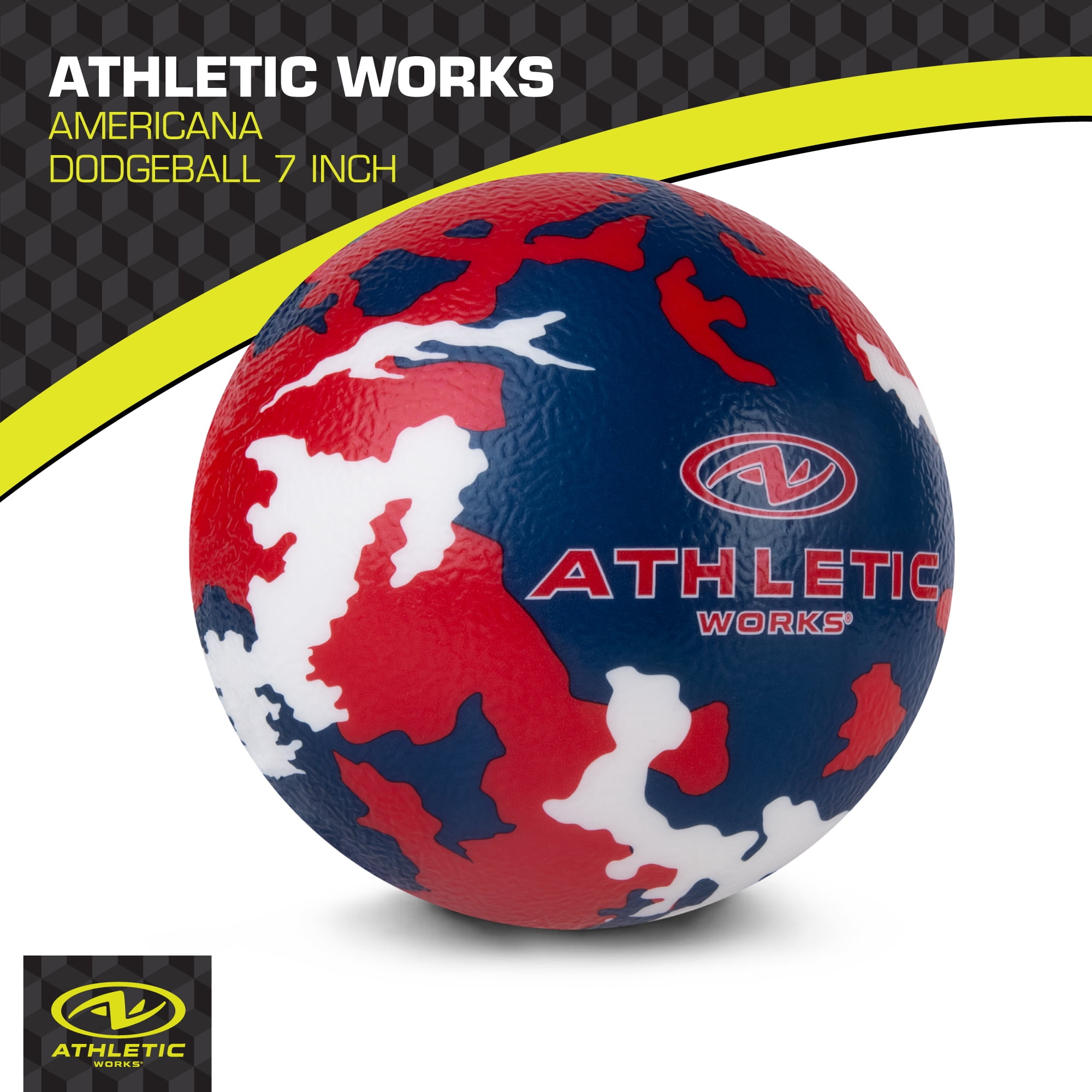 (6 pack) Athletic Works Americana Camo Dodgeball, 7 in, Child 3 Years & up, Red, White and Blue