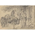 thumbnail image 2 of Gainsborough Dupont 18x14 Black Ornate Wood Framed Double Matted Museum Art Print Titled - Figures and Horses Near a Doorway, 2 of 5
