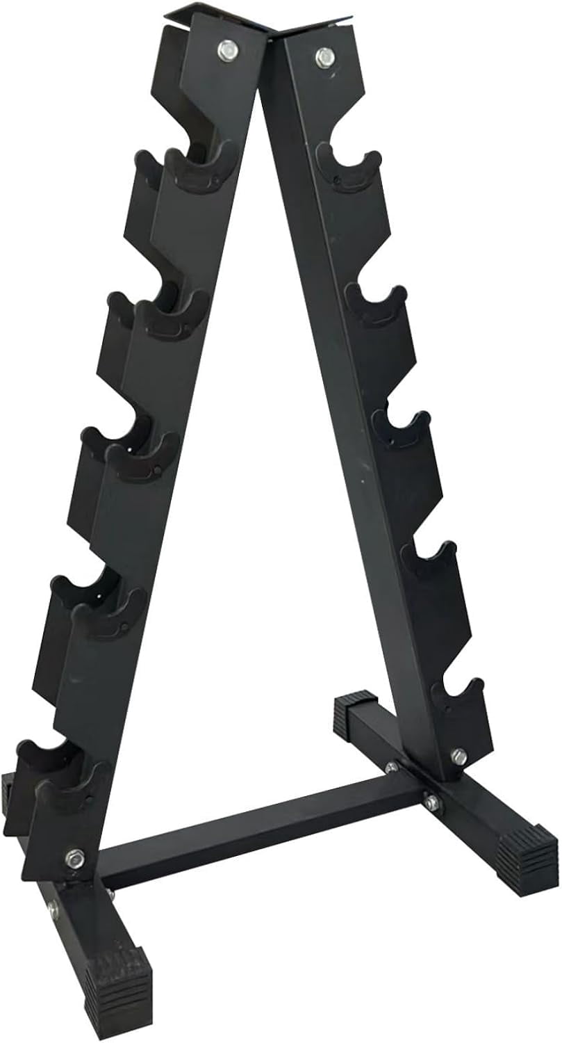 5-Tier Dumbbell Rack, Heavy Duty Weight Rack for Home Gym, Carbon Steel Storage Organizer for Dumbbell Set, Squat Rack Compatible, Black Finish, Space-Saving Design for Garage & Workout Room