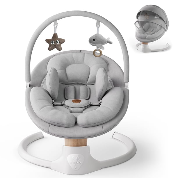 Baby Swing FasonBaby Electric con 10 melodías y 5 velocidades, color gris