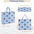 thumbnail image 6 of Corduroy Composite Fabric Tote Bag Magnetic Snap Large Capacity Crossbody Bag Beige Shoulder Strap Cherry and Blue Bows, 6 of 8