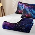 thumbnail image 4 of Manfei Celestial Starry Sky Bed Spread Queen,Dreamy Nebula Queen Coverlet Set,Blue Purple,Black Reversible,3 Pieces,1 Quilt and 2 Pillowcases, 4 of 7