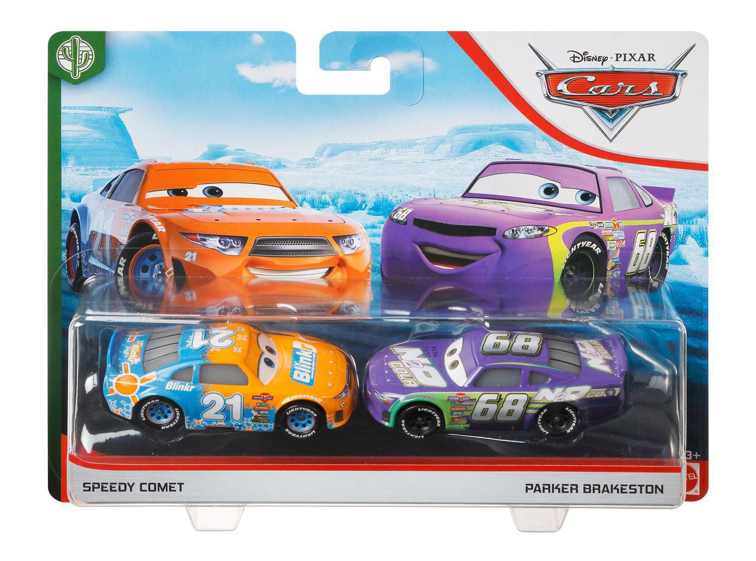 ​Disney and Pixar Cars Speedy Comet and Parker Brakeston 2-Pack 1:55 scale die-cast character vehicles toy movie cars collect and race​