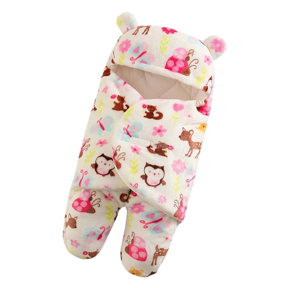 Fesfesfes Newborn Baby Jumpsuit Boy Girl Cute Print Flannel Receiving Sleeping Blanket Wrap Swaddle Plus Size $10
