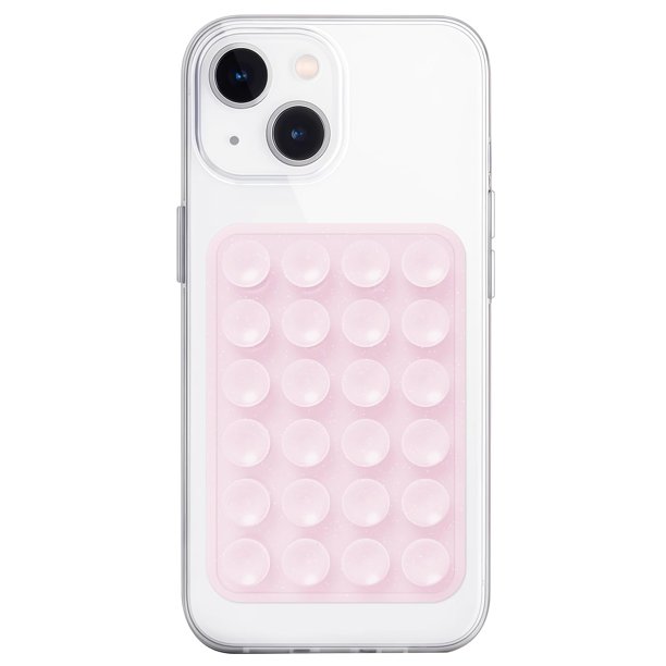 Soporte para funda de teléfono JingJinYY de silicona con ventosas, rosa con glitter