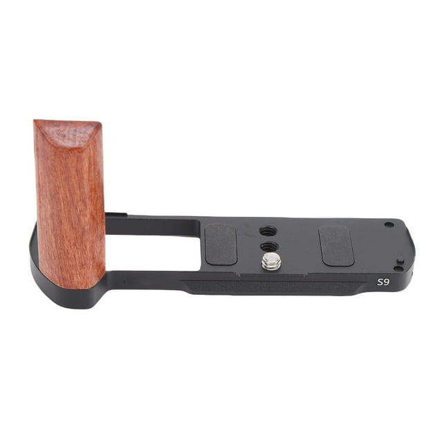 L Shape Grip, Wood Aluminum Alloy L Shape Handgrip for S9, Built in Quick Release Plate Qr, 1/4"Threaded Holes, Bottom with Scratch Proof Pad, for Photography