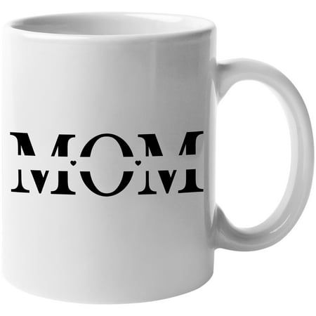 

Mom Word with 2 Hearts Mother s Day Merch Gift White 11oz Ceramic Mug