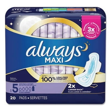 Always PGC17902 Maxi Pads, Extra Heavy Overnight, 20/Pack, 6 Packs/Carton