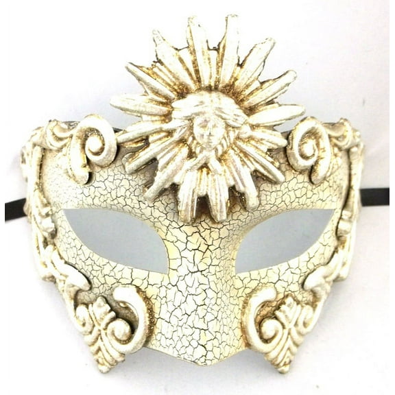 Silver White Greek Sun God Masquerade Mardi Gras Men's Mask