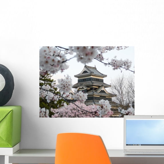 Matsumoto Castle during Cherry Wall Mural by Wallmonkeys Peel and Stick Graphic (18 in W x 14 in H) WM96518