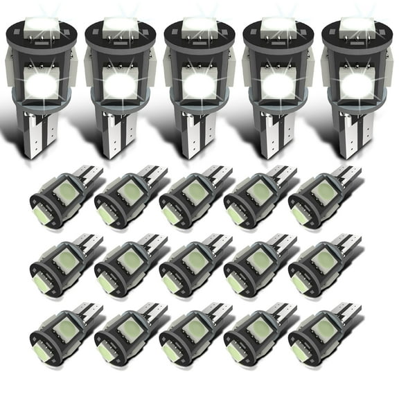 Spec-D Tuning 20x T10 5-SMD Canbus LED Light Bulbs Lamps White 20PC 194 168 901 2821 2886 W5W