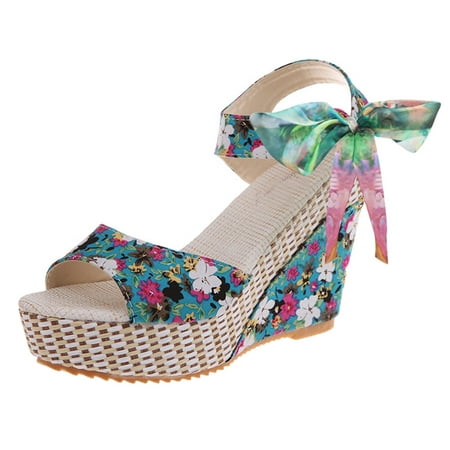

TOYFUNNY Womens Wedge Sandals Off Position Print Boho Sandals