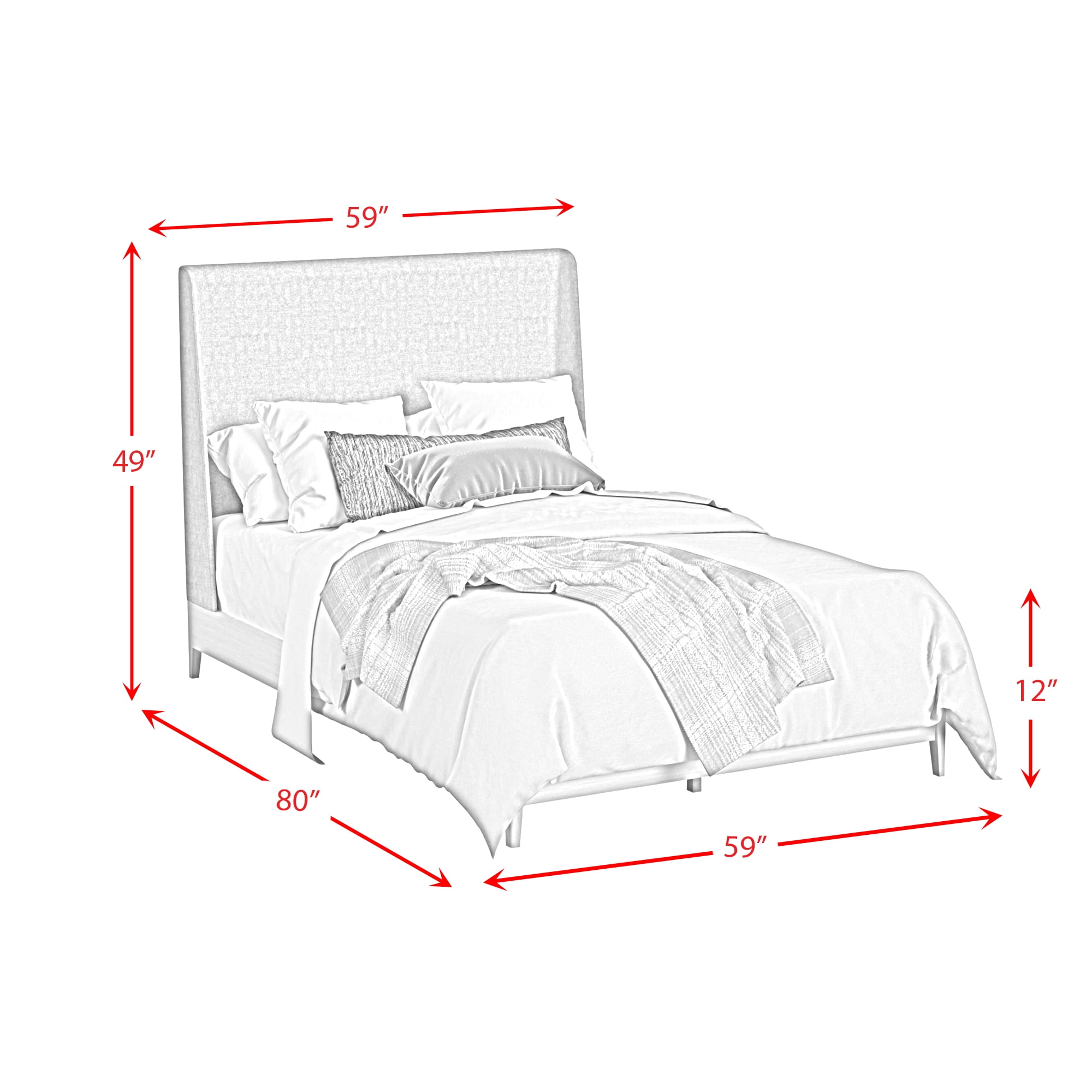 Picket House Furnishings Clare Full UPH Bed with Grey Fabric in Almond