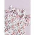 thumbnail image 5 of Blotona Toddler Baby Girl's Summer Dress Sleeveless Tie-Up Strap Rose Printed Multi-Layer Ruffle Ruched Sling Dresses, 5 of 9