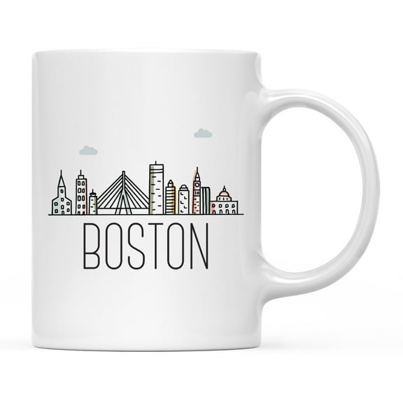 Koyal Wholesale Colorful City Skyline Graphic Ceramic Coffee Mug, Boston