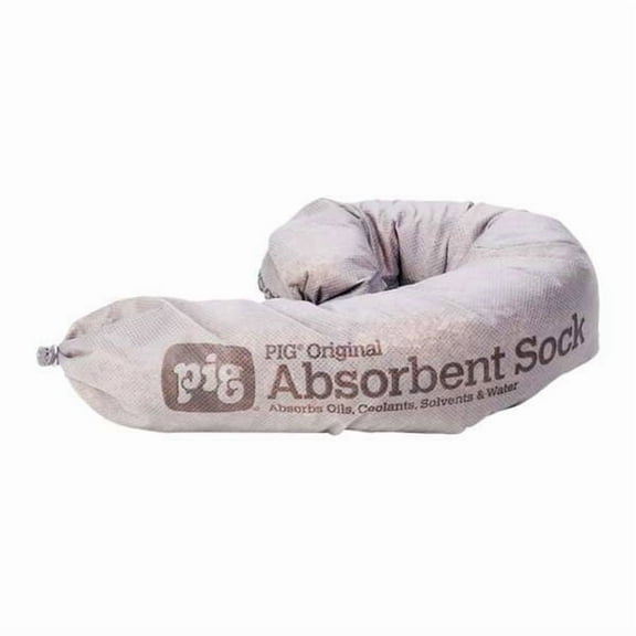 Pig Sorbent Sock, 7 gal, 3 in x 24 in, Universal, Gray, 36 PK PIG218