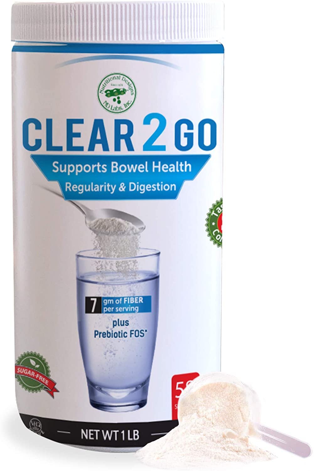 Clear 2 Go Prebiotic Inulin Fiber Supplement All Natural Sugar & Gluten Free Dietary Fiber
