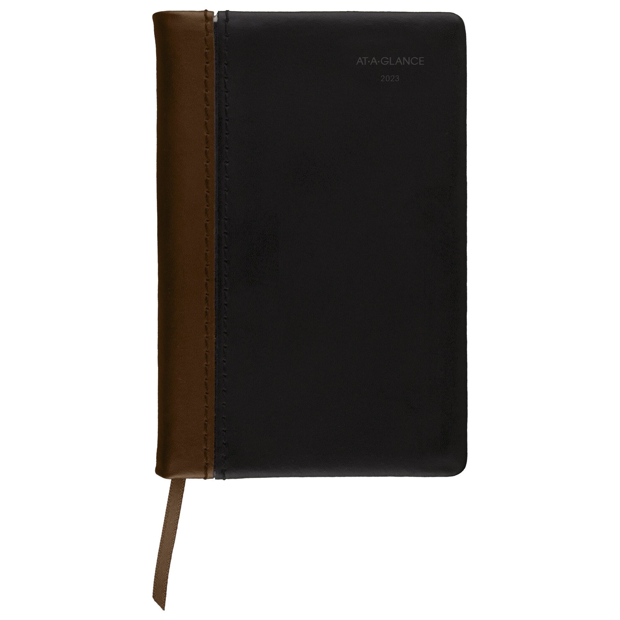AT-A-GLANCE Fine Diary 2023 Weekly Monthly Diary Black Brown Pocket 2 34 x 4 14