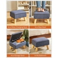 thumbnail image 6 of Storage Ottoman, Footstool, Small Foot Stool with Sturdy Wood Legs Stool, Foot Rest with Padded Seat, for Living Room Bedroom Couch Enterway 15.75''D×11.81" W×11.02" H Blue UHBD042BU, 6 of 7