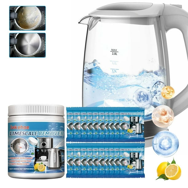 Tabletas desincrustantes 100 g | Descalcificador multiusos para hervidores y cafeteras | Elimina manchas difíciles y depósitos de agua dura | 20 unidades | Fórmula rápida y segura | Efervescente