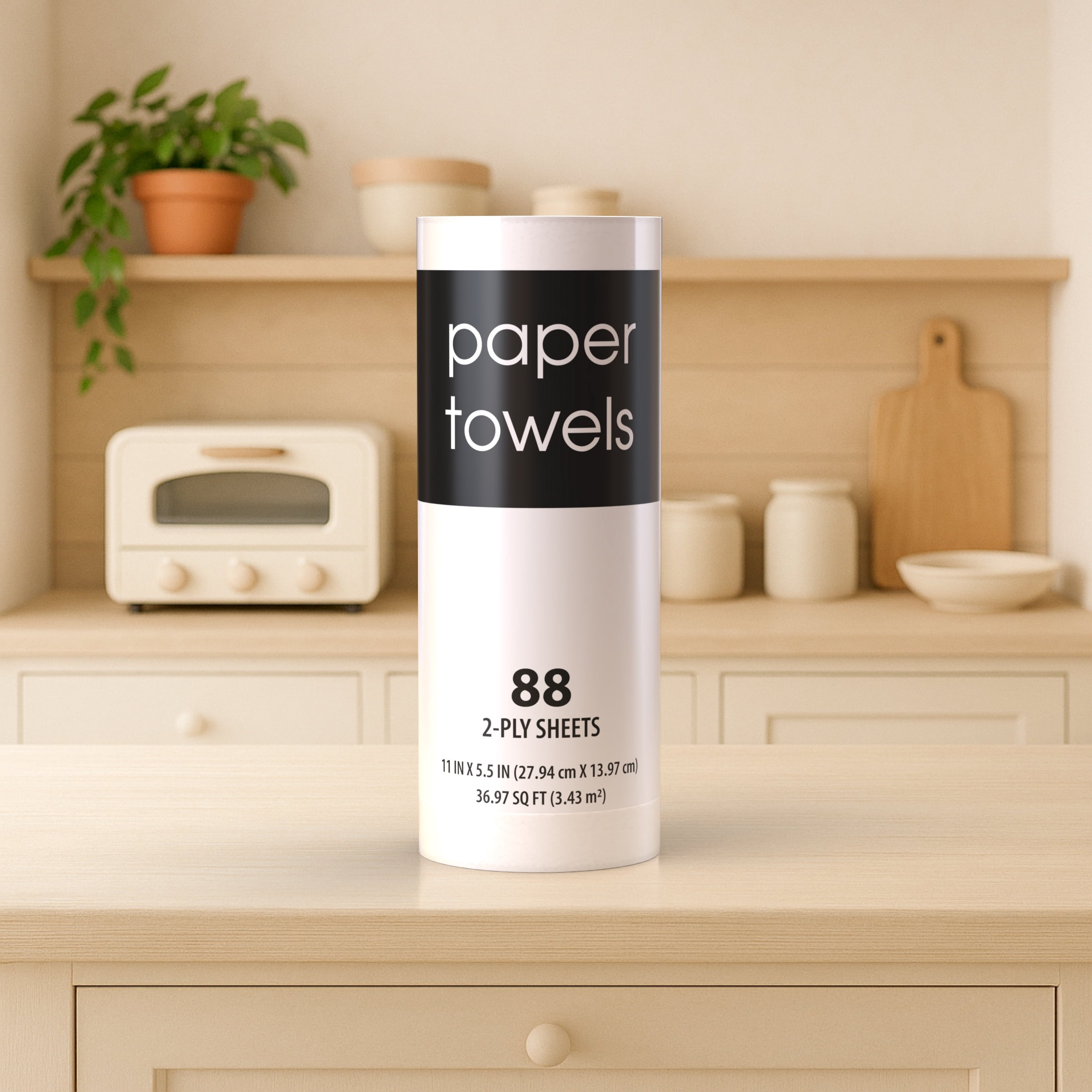 Black and White, 2-Ply Paper Towels, White, 88 Sheets