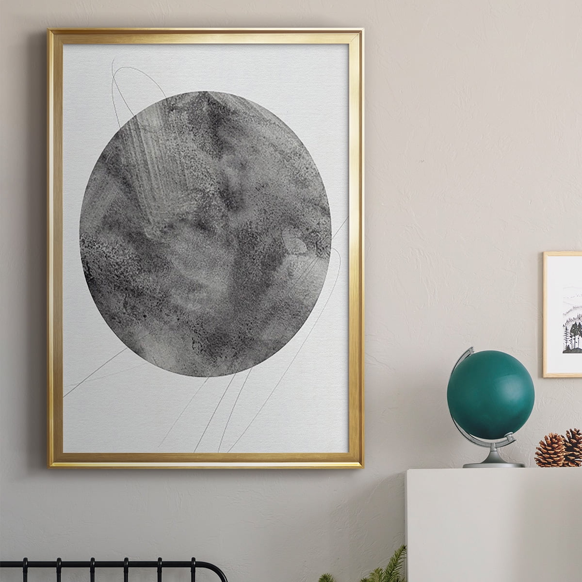 Graphite Moon II Premium Framed Print, in Gold, Black, or Silver - Ready to Hang