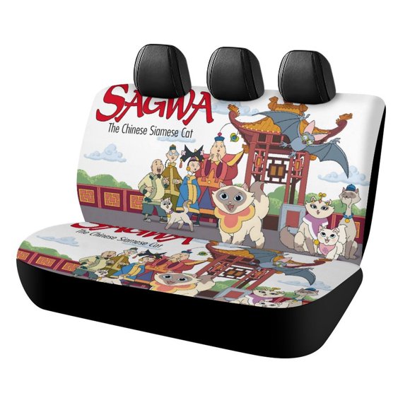 Sagwa, la Gata Siamesa China-theme Car Rear Seat Covers Back Elastic Flexible Car Seat Covers Decorative Fits Most Cars 120x59x76cm