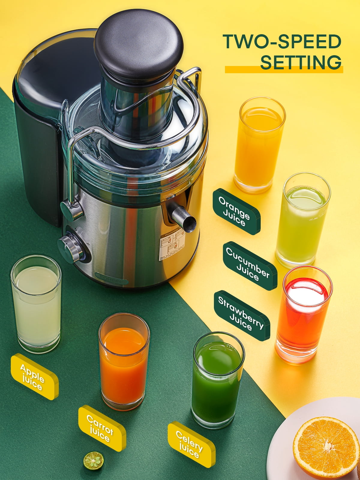 Juicer Machine 1000W,  Juice Extractor,  3" Feed Chute for Whole Fruit Vegetable, Easy to Clean
