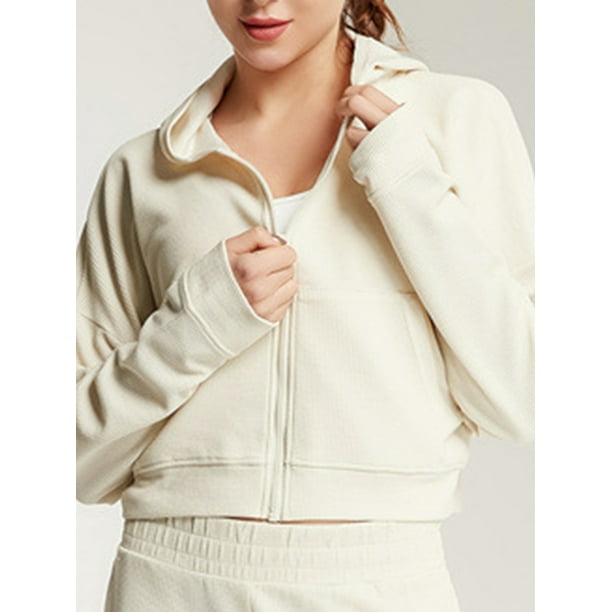 TRKIYQC Chaquetas deportivas de entrenamiento para mujer con cremallera de color solido manga larga sudaderas con capucha para pista de yoga chaquetas deportivas para correr TRKIYQC moda Bodega Aurrer...