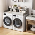 thumbnail image 4 of 54" Washer Dryer Countertop with 2-Tier Shelf and 2 Drawers, Wooden Laundry Topper with Non-Slip Pad & Guard Rails, for Laundry Room Organization Storage, 4 of 8