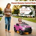 thumbnail image 4 of Hugrove 12V Ride on Car Toys with Remote Control, Ram 1500 Electric Car for Kids with Bluetooth, USB/MP3 Player, LED Light, Battery Powered Vehicles for Toddler Boys Girls 3-6 Years, Pink, 4 of 9