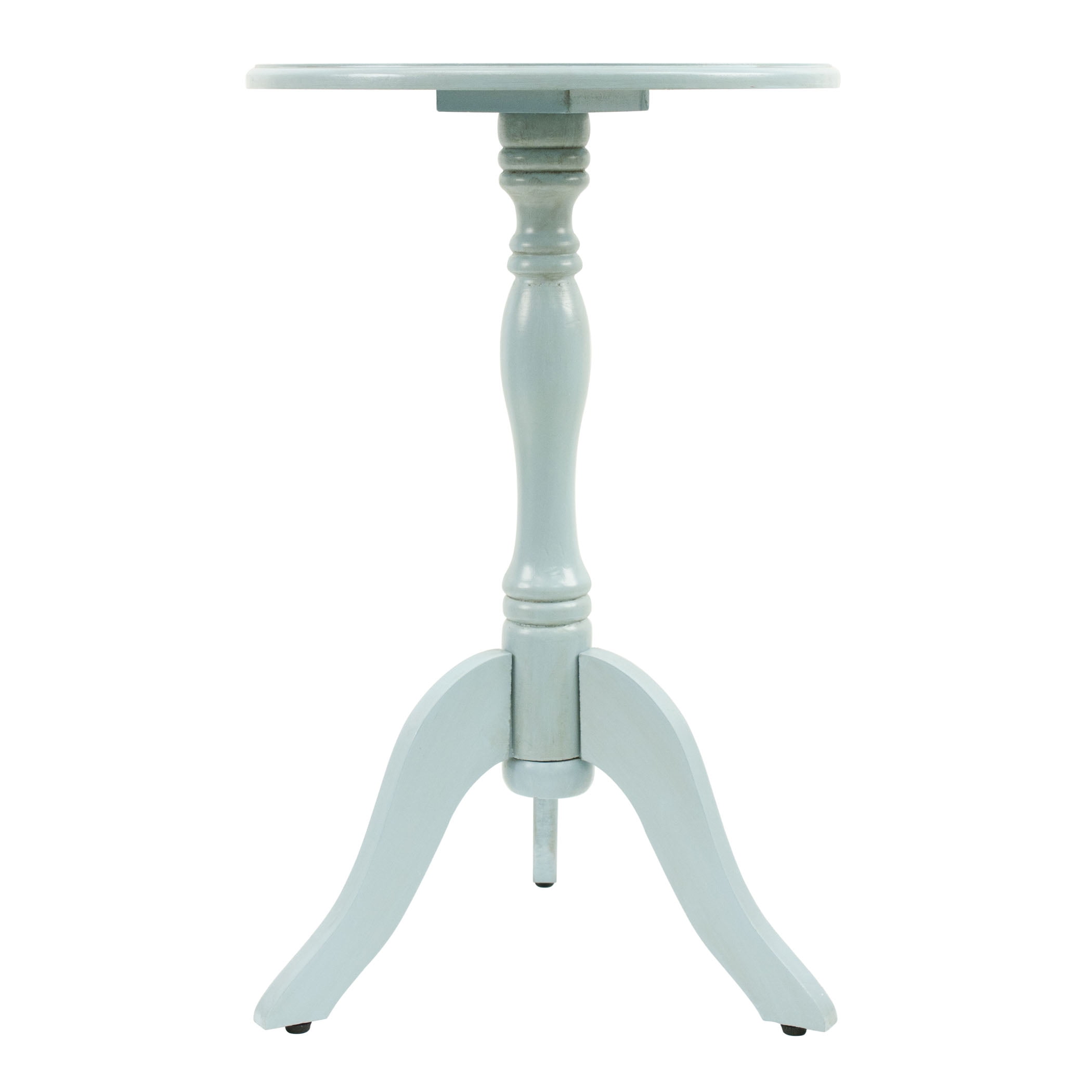 Decor Therapy Simplify Round Pedestal Accent Side Table in Antique Iced Blue