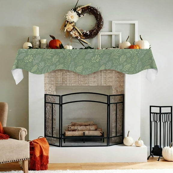 Christmas Holiday Fireplace Mantel Scarf | Green Wheat | Mantle Runner
