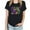 Black, variant on ICHUANYI Women's Stylish Crewneck Mardi Gras Loose Shirt Print Short Sleeve T-shirt Casual Tops Cloth New Trending