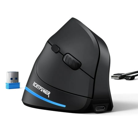 ECHTPower Office Home Windows Computer Vertical Rechargeable Wireless Ergonomic Mouse