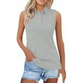 thumbnail image 2 of Pxiakgy Women's Sleeveless Golf Polo Shirts Collared 3 Buttons Quick Dry Collared Polo Shirts Tennis Athletic Tank Tops Shirts Sleeveless Polo Shirts for Women Grey L, 2 of 5