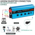 thumbnail image 3 of 4000W 8000W Peak Pure Sine Wave Power Inverter Car Converter DC 12V to AC 110V/120V with 4USB & 4AC Outlets, LCD Display, Remote Control for Car, RV, Camping, Outdoor & Home Emergency Use Blue, 3 of 10