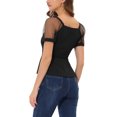 thumbnail image 3 of INSPIRE CHIC Hauts à Manches Bouffantes en Maille Transparente à Encolure Carrée pour Femmes m Noir, 3 of 7
