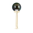thumbnail image 3 of ANGARA Tahitian Cultured Pearl Three Stone Ring with Diamonds in 14K Yellow Gold for Women | June Birthstone, Birthday, Anniversary, Jewelry Gift for Women | Pearl Ring, 3 of 9