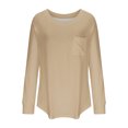 thumbnail image 4 of Fouhkni Long Sleeve Shirts for Women Crew Neck Casual Basic Tees Soft Loose Solid Color Fall Tops, 4 of 5